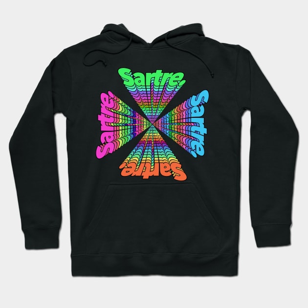 Jean Paul Sartre Kaleidoscope Typographic Design Hoodie by DankFutura